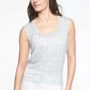 Athleta Women's Breezy Muscle sleeveless Top Gray and White Stripe Size XS